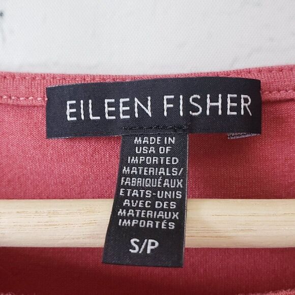 Eileen Fisher Dress Size S Pink Stretch Shift Short Sleeve Casual Lagen Look - Picture 5 of 7